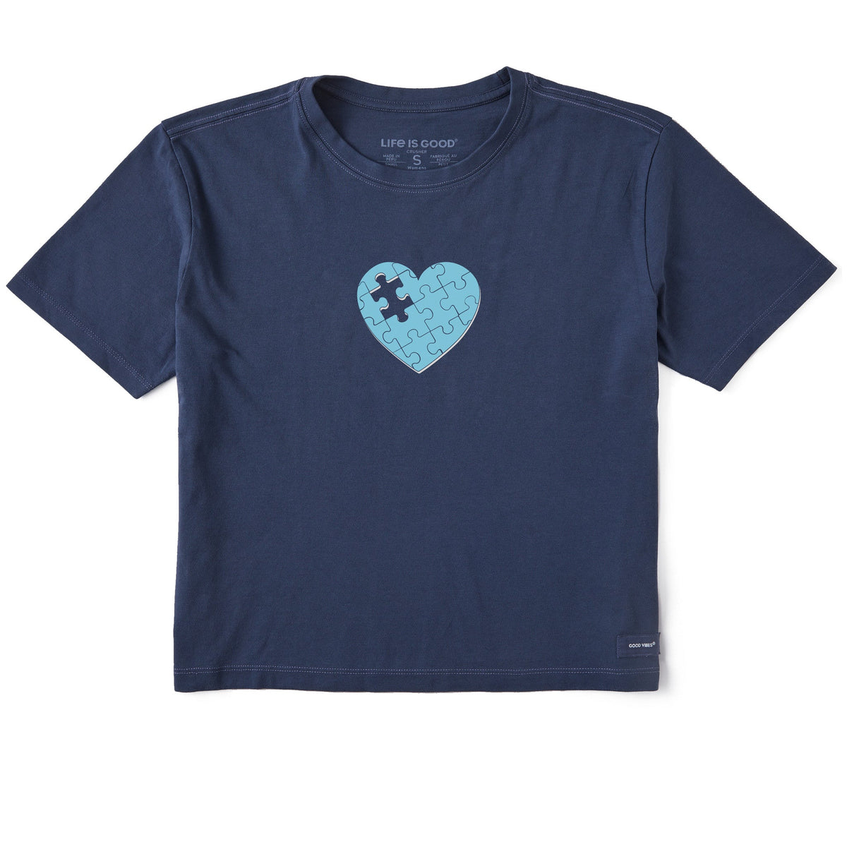 Women's Heart Puzzle Short Sleeve Crusher Boxy Tee