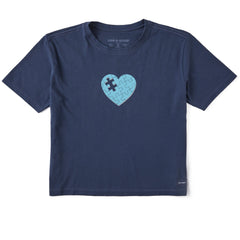 Women's Heart Puzzle Short Sleeve Crusher Boxy Tee