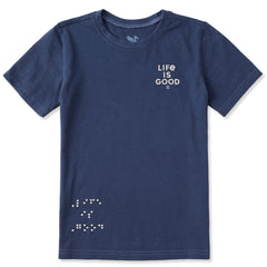Kids Embroidered Braille LIG Short Sleeve Crusher Tee