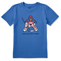 Kids The Puck Stops Here Short Sleeve Crusher Tee