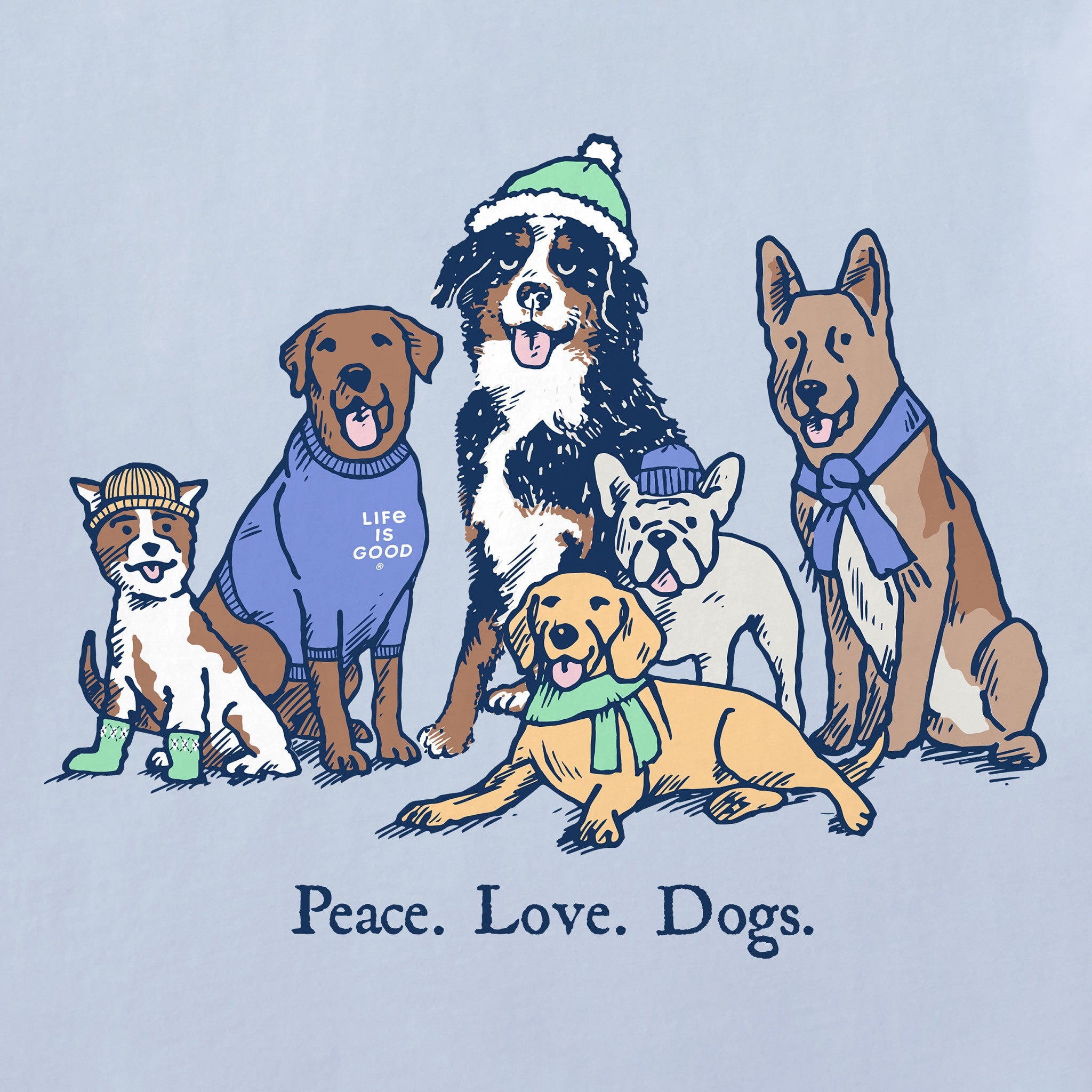 Kids Peace Love Dogs Winter Short Sleeve Crusher Tee