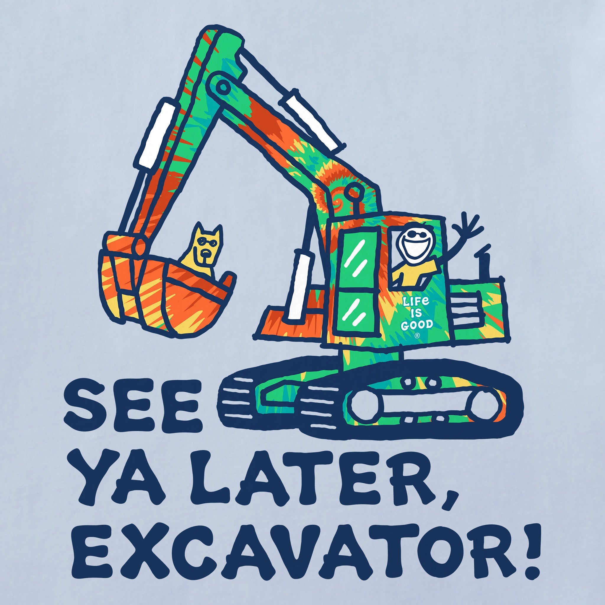 Kids Tie Dye See You Later Excavator Short Sleeve Crusher Tee