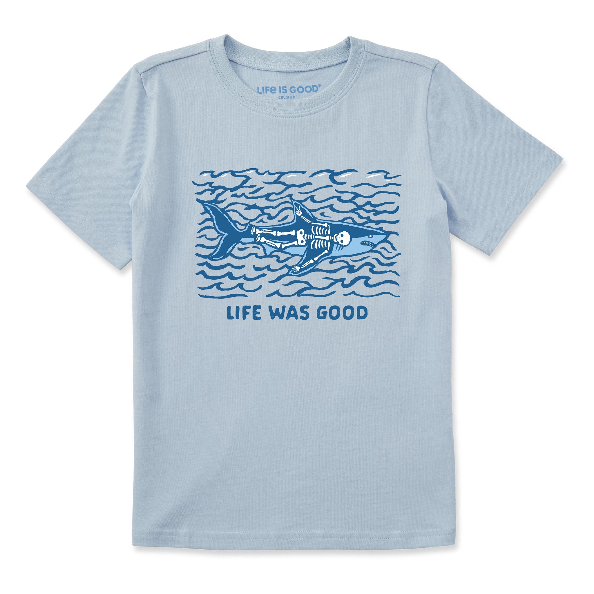 Kids Life Was Good Shark Short Sleeve Crusher Tee