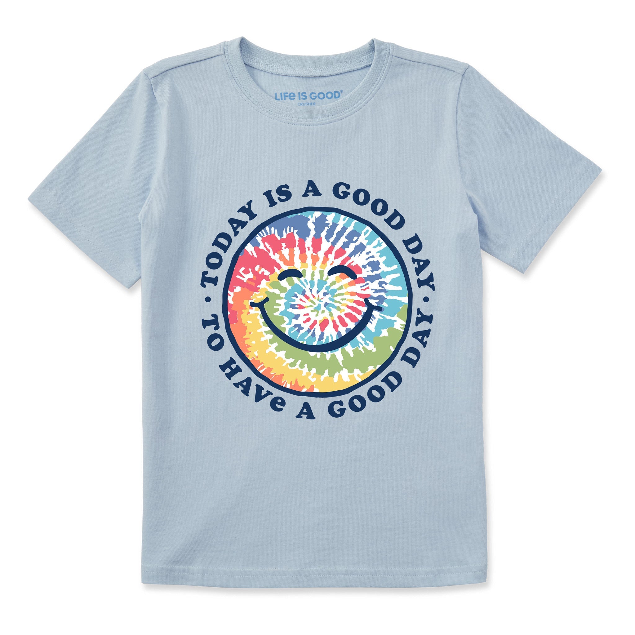 Kids Tie Dye Smile Good Day Short Sleeve Crusher Tee