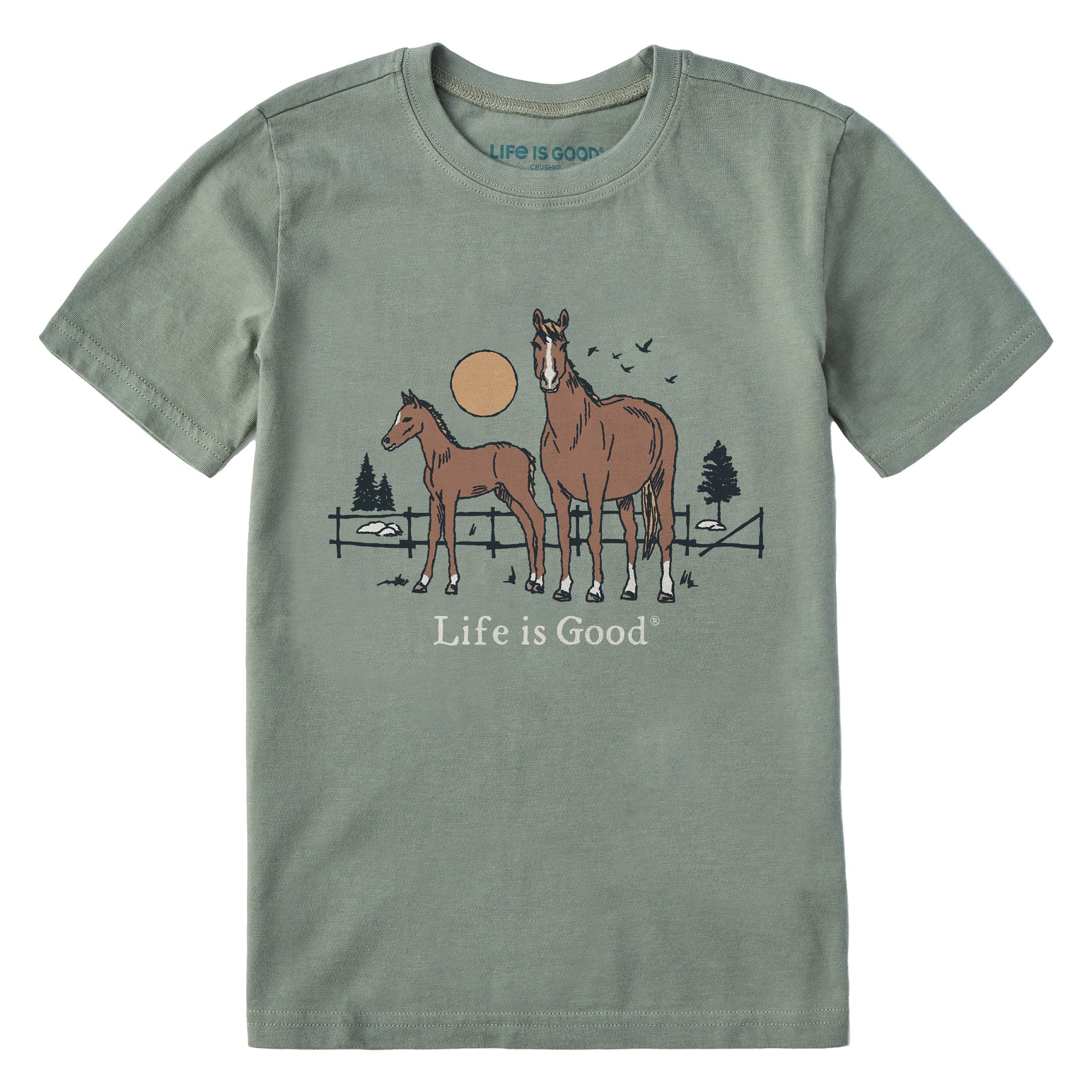 Kids Horse and Foal Short Sleeve Crusher Tee