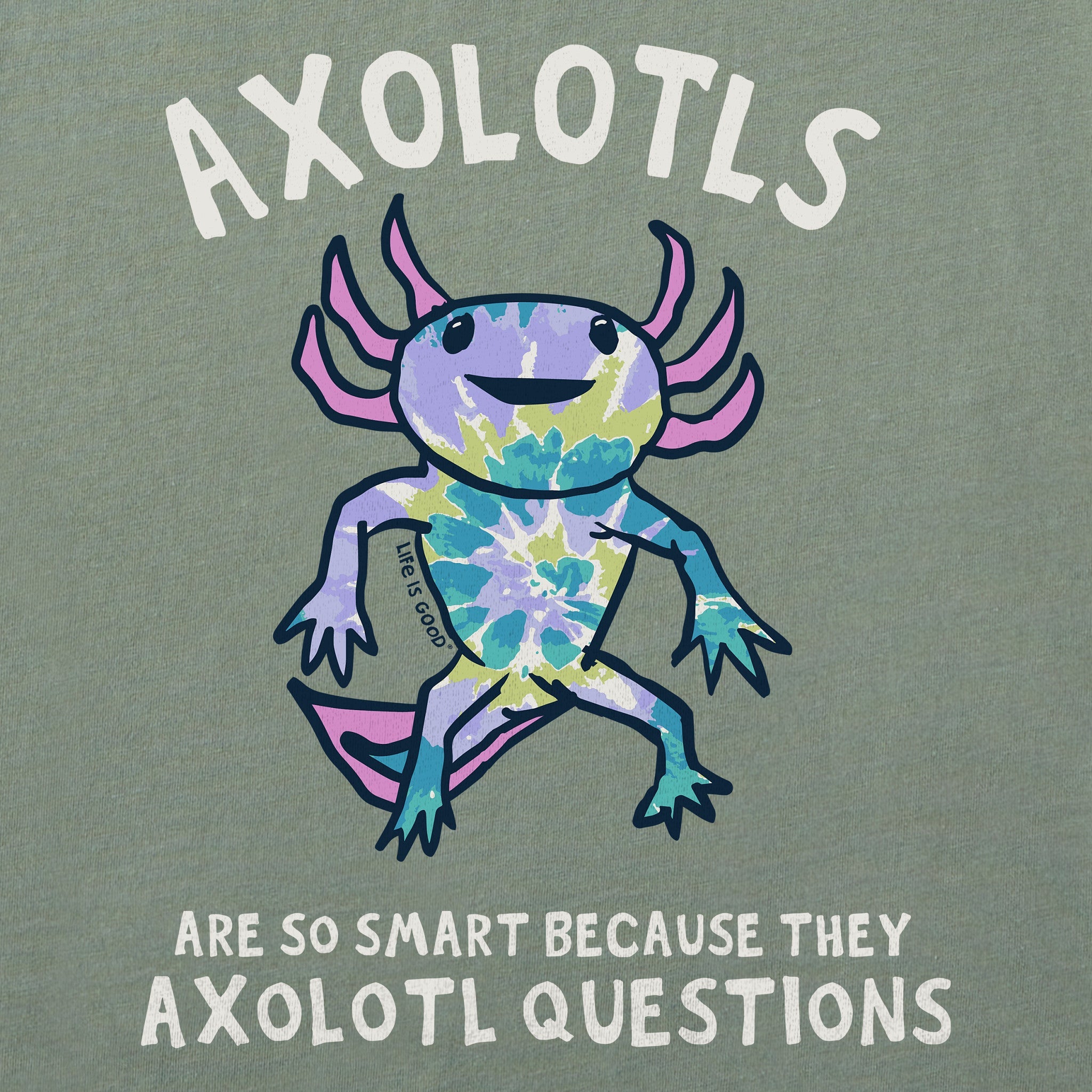 Kids Tie Dye Axolotl Questions Short Sleeve Crusher Tee