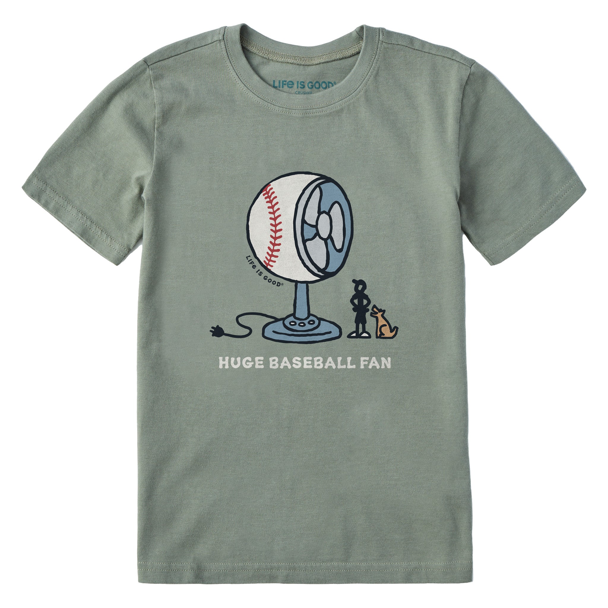 Kids Huge Baseball Fan Short Sleeve Crusher Tee