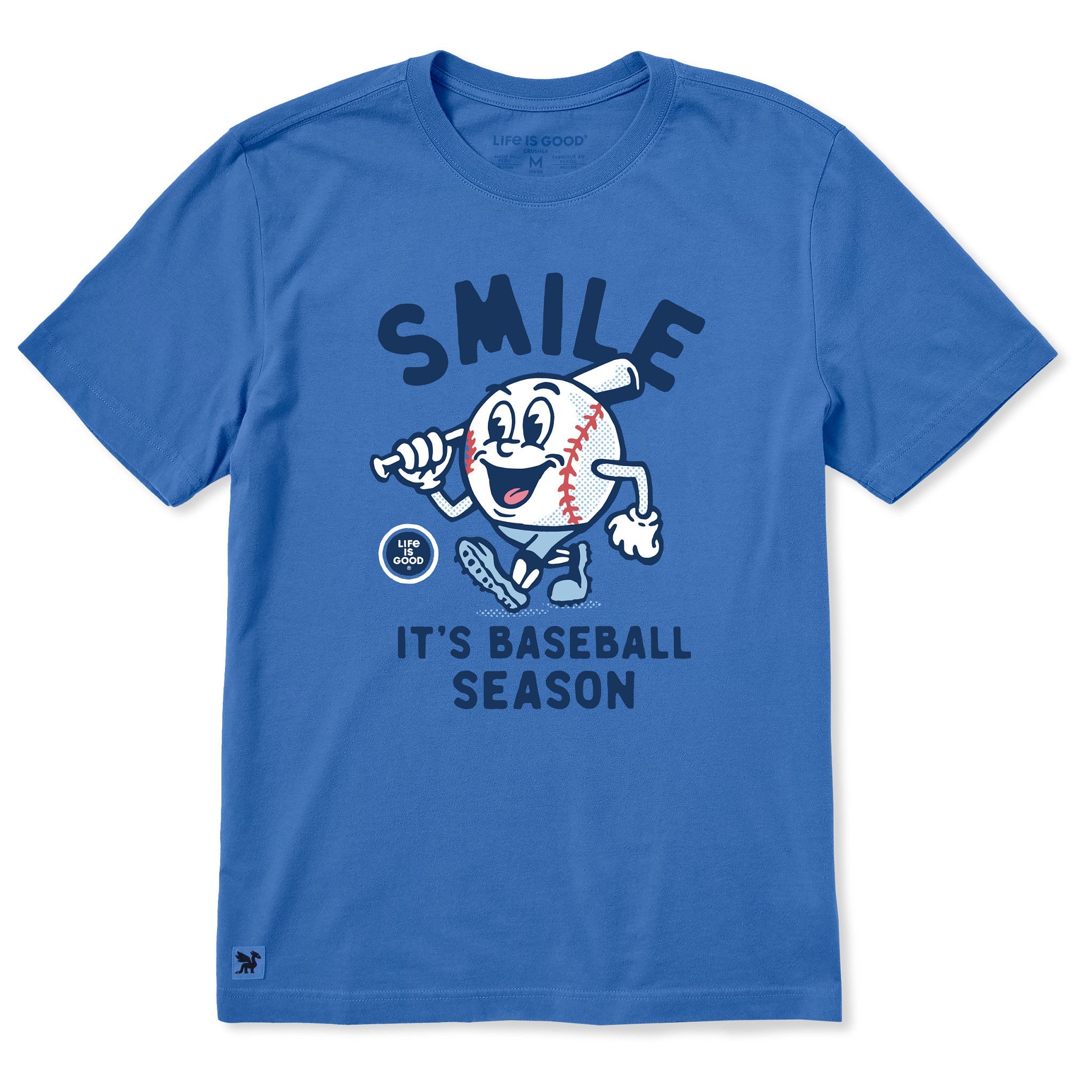 Men's Smile It's Baseball Season Mascot Short Sleeve Crusher Tee
