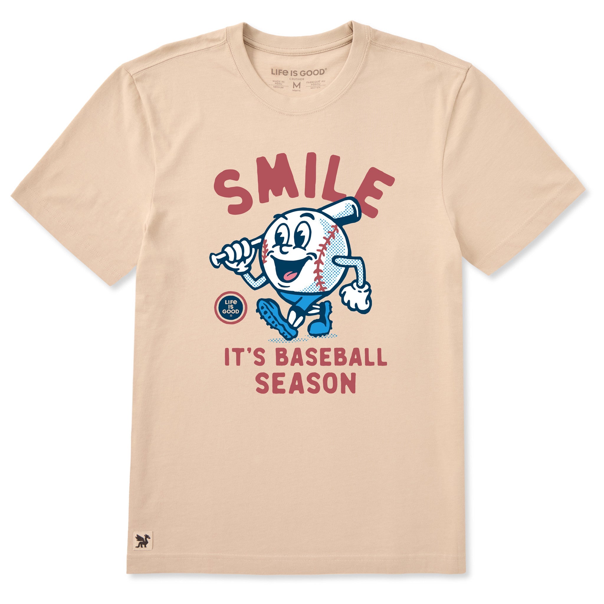 Men's Smile It's Baseball Season Mascot Short Sleeve Crusher Tee