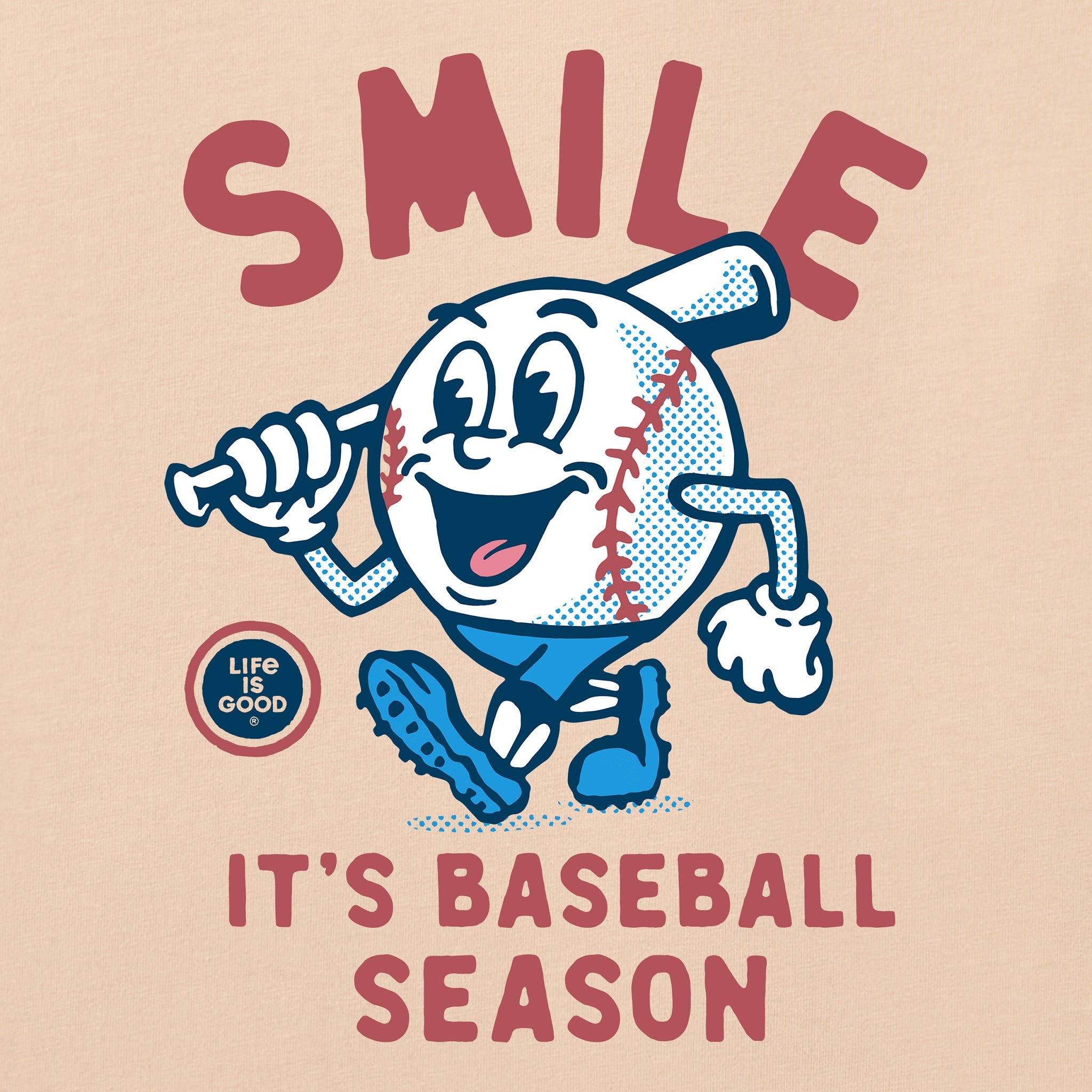 Men's Smile It's Baseball Season Mascot Short Sleeve Crusher Tee