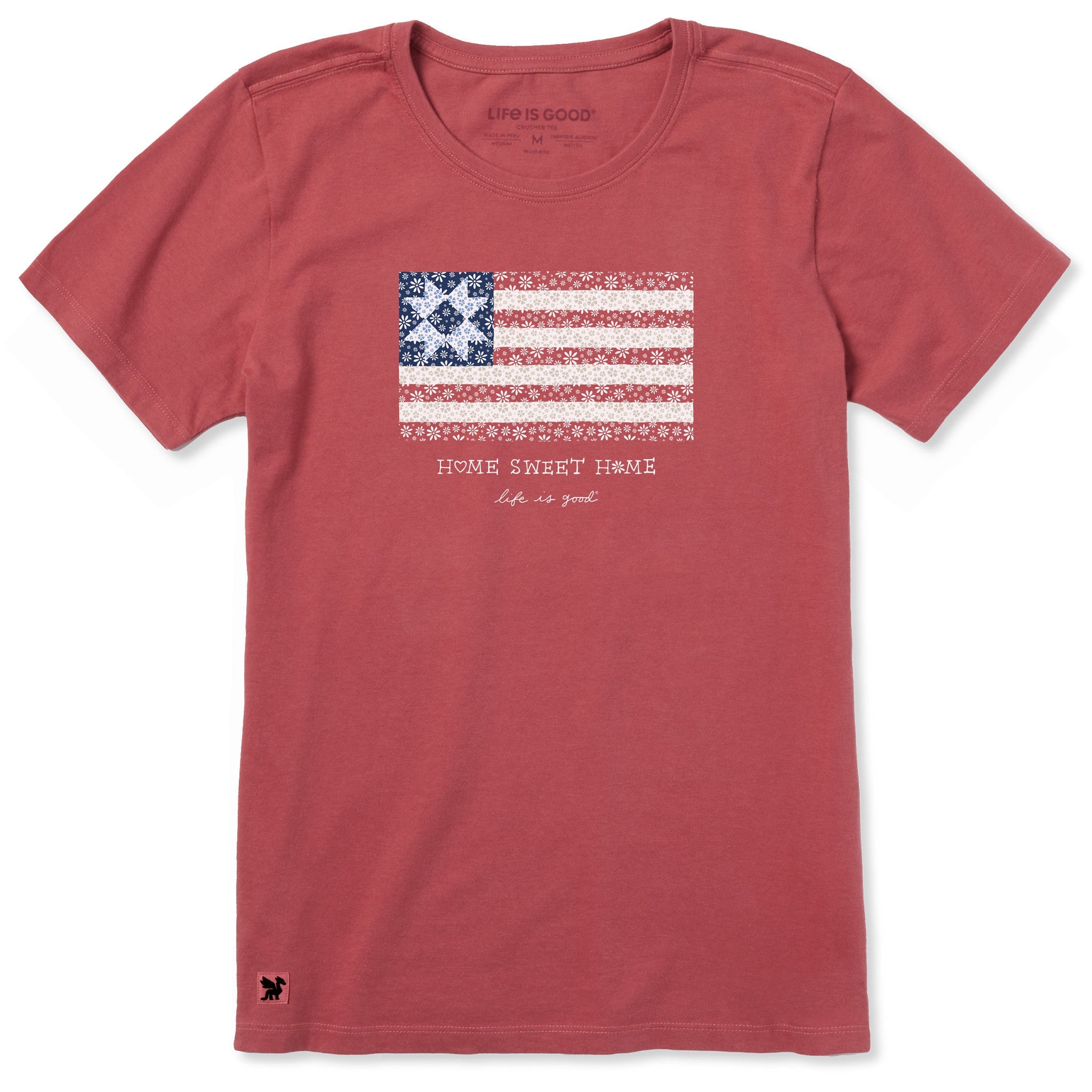 Women's Home Sweet Home Quilted Flag Short Sleeve Crusher Tee