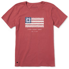 Women's Home Sweet Home Quilted Flag Short Sleeve Crusher Tee