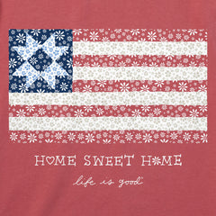 Women's Home Sweet Home Quilted Flag Short Sleeve Crusher Tee