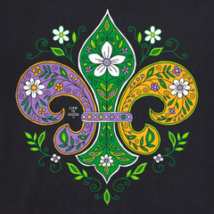 Women's Doodle Fleur de Lis Short Sleeve Crusher Vee