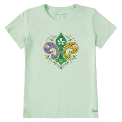 Women's Doodle Fleur de Lis Short Sleeve Crusher Tee