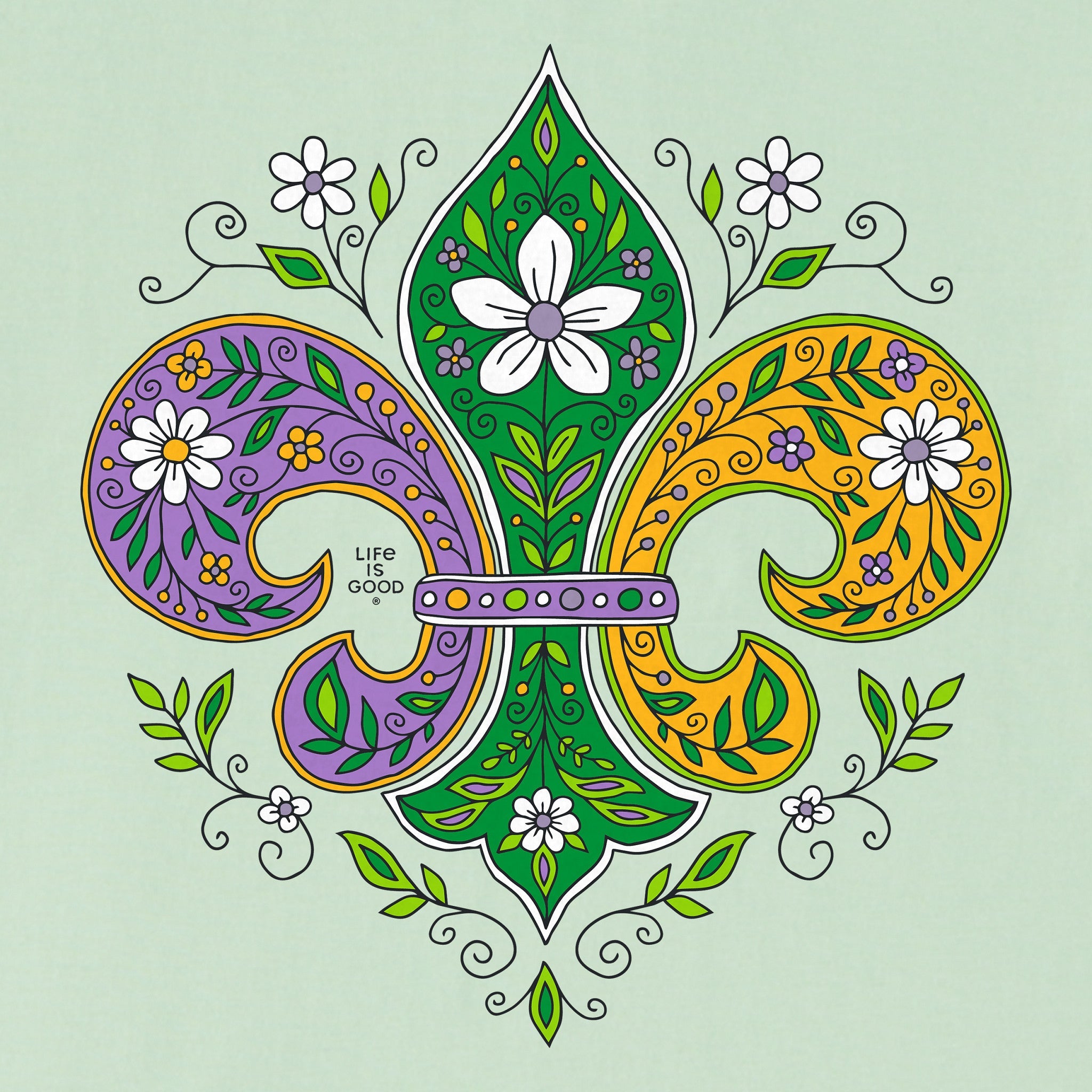 Women's Doodle Fleur de Lis Short Sleeve Crusher Tee