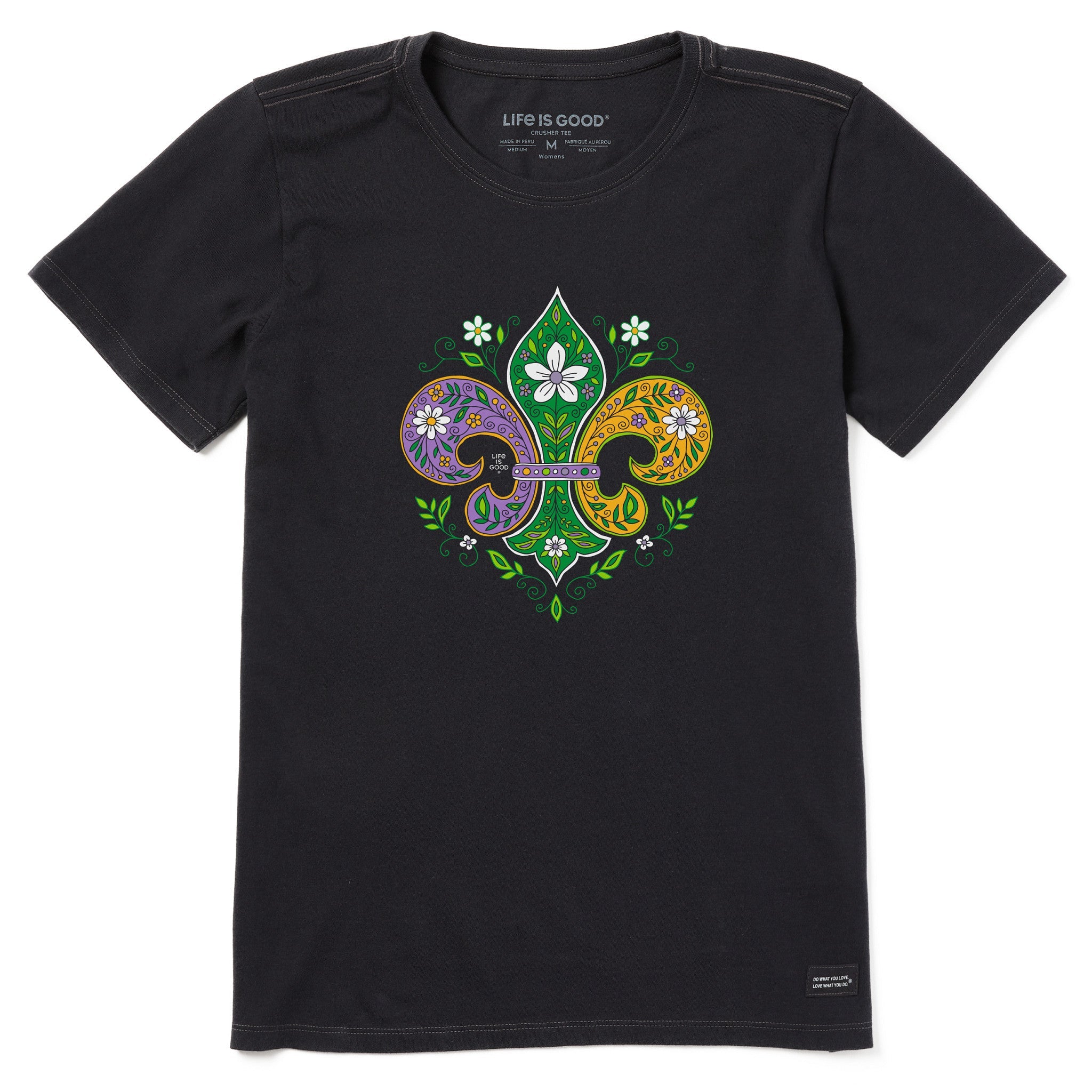 Women's Doodle Fleur de Lis Short Sleeve Crusher Tee