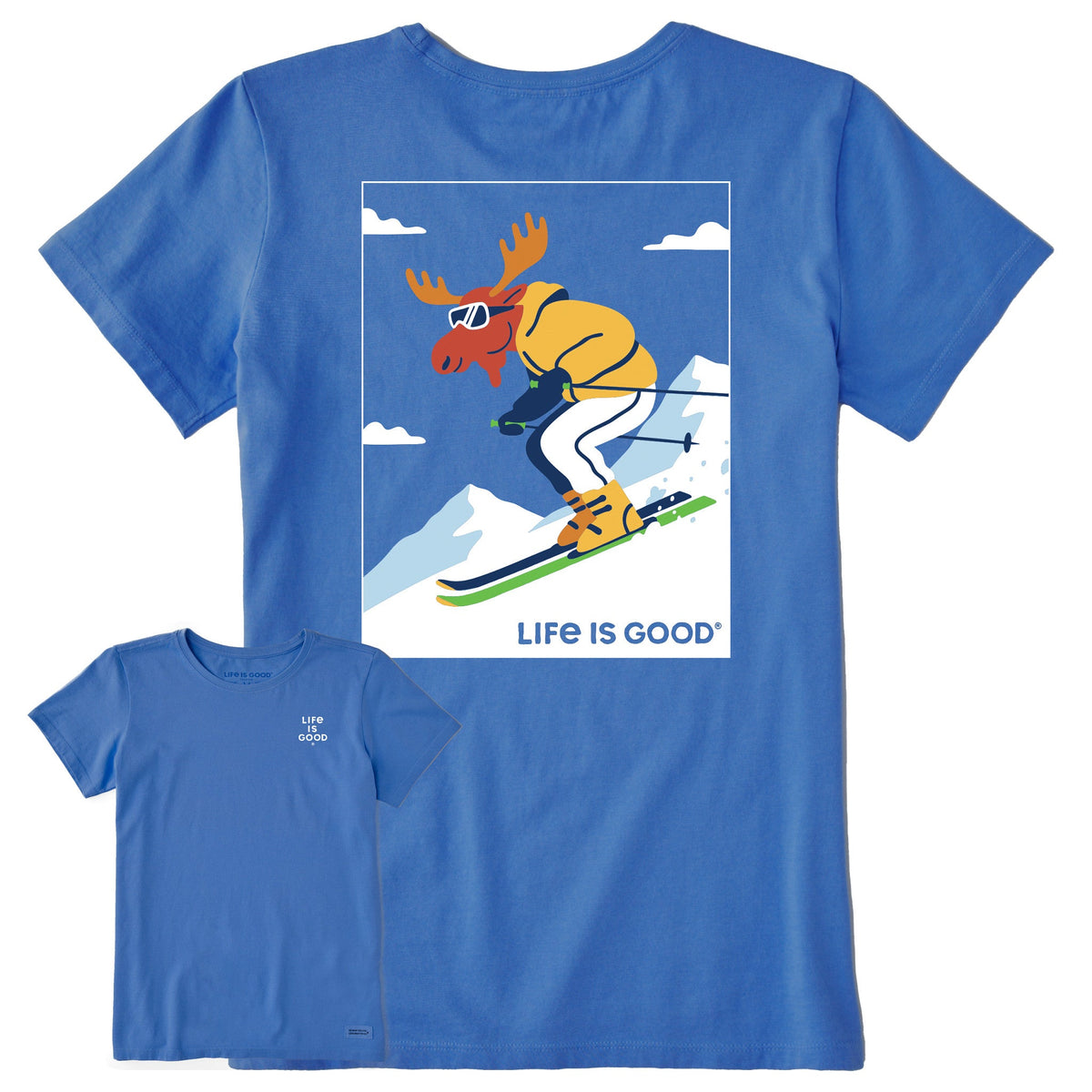 Women's Downhill Ski Moose Short Sleeve Crusher Tee