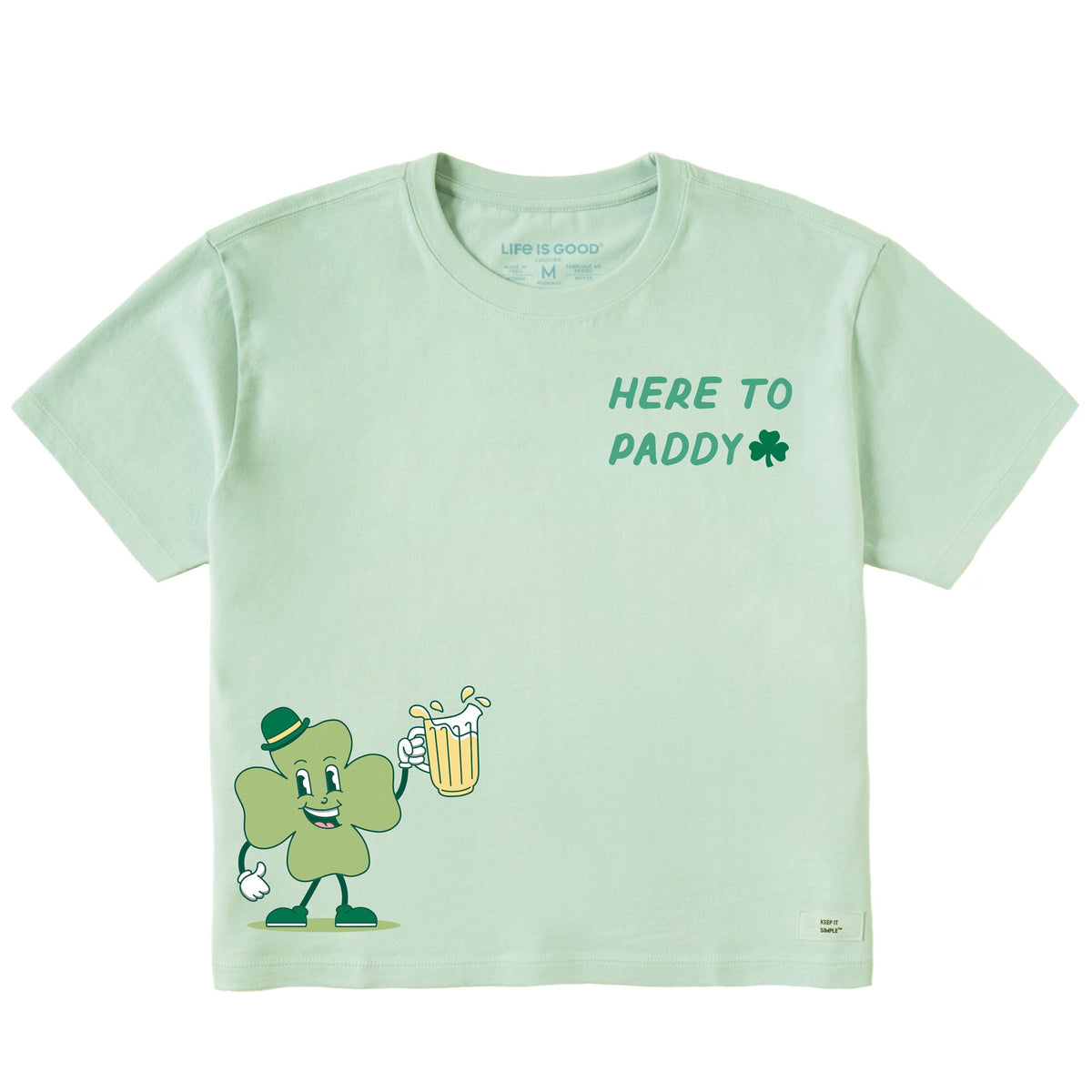 Women's Here to Paddy Shamrock Short Sleeve Crusher Boxy Tee