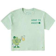 Women's Here to Paddy Shamrock Short Sleeve Crusher Boxy Tee