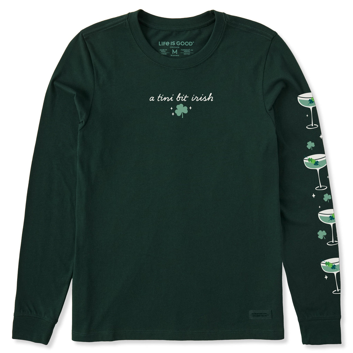 Women's A Tini Bit Irish Martinis Long Sleeve Crusher Tee