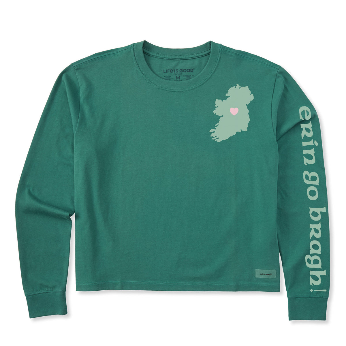 Women's Erin Go Bragh Ireland Heart Long Sleeve Crusher Boxy Tee