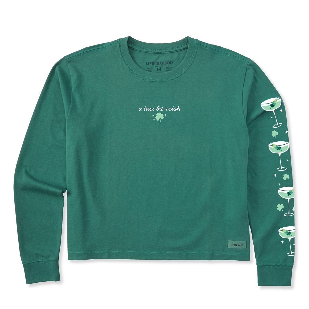 Women's A Tini Bit Irish Martinis Long Sleeve Crusher Boxy Tee