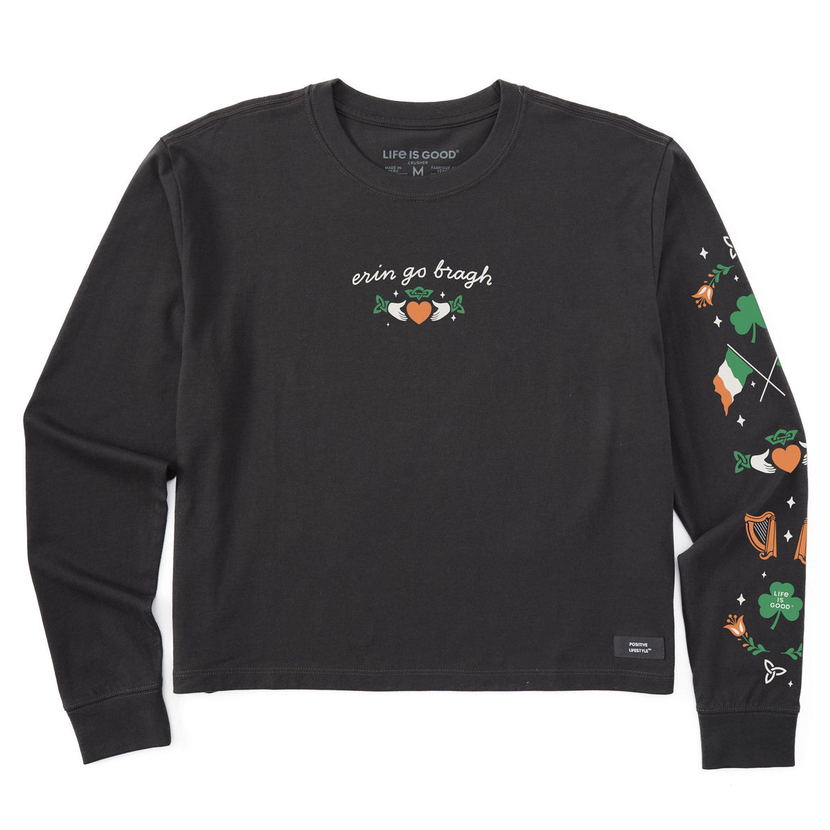 Women's Erin Go Bragh Claddagh Long Sleeve Crusher Boxy Tee