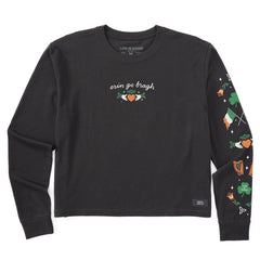 Women's Erin Go Bragh Claddagh Long Sleeve Crusher Boxy Tee