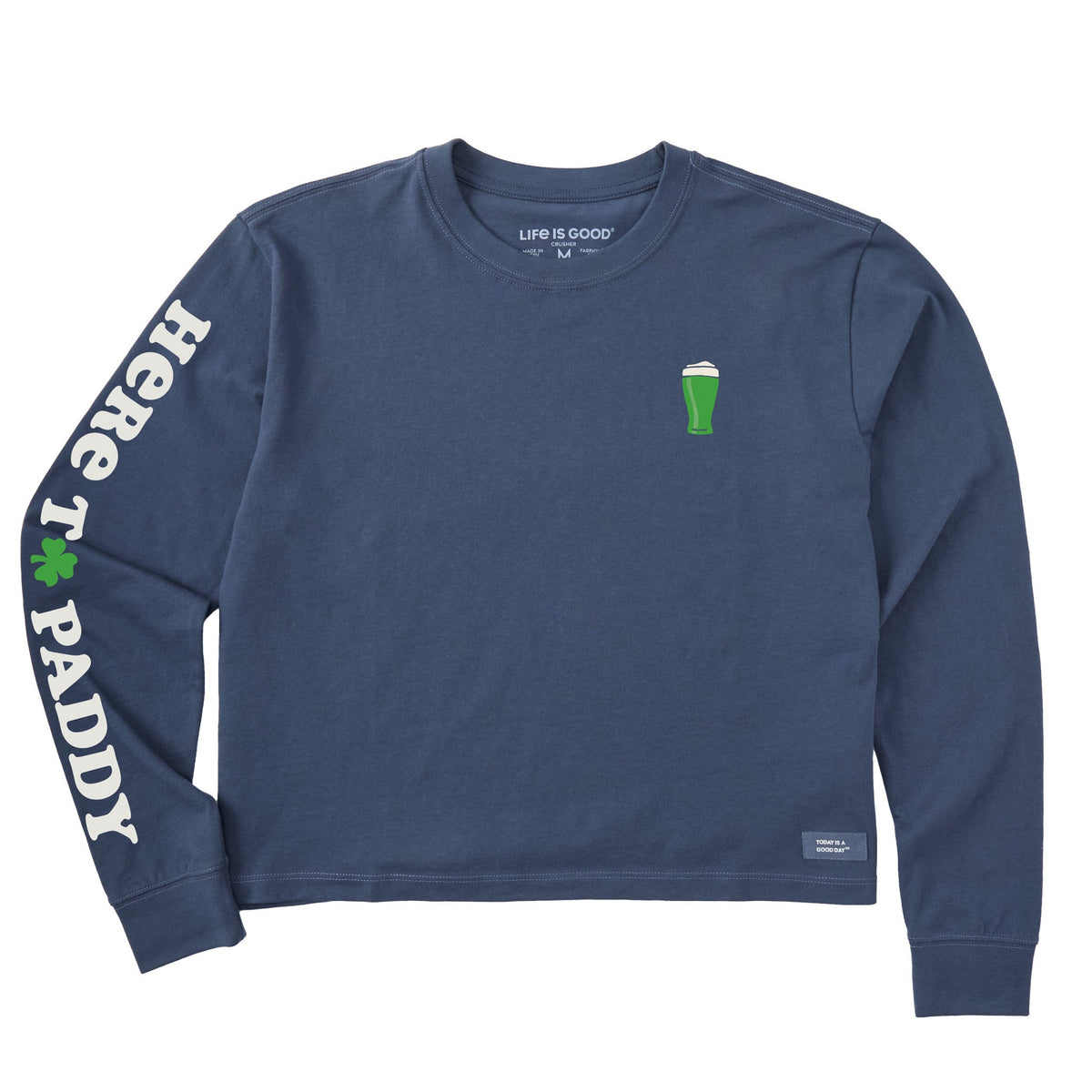 Women's Green Beer Long Sleeve Crusher Boxy Tee