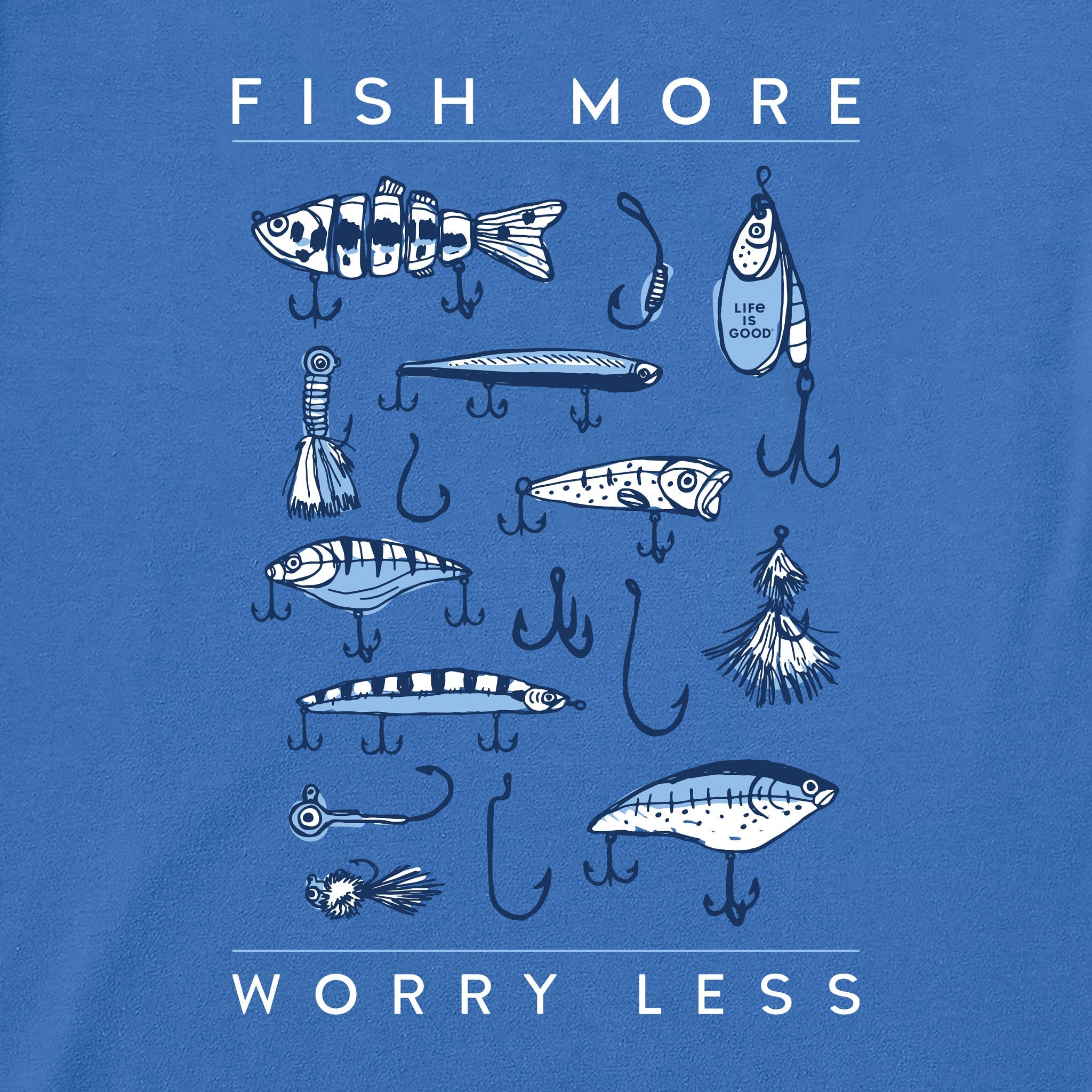 Men's Fish More Worry Less Hooks and Tackle Short Sleeve Tee