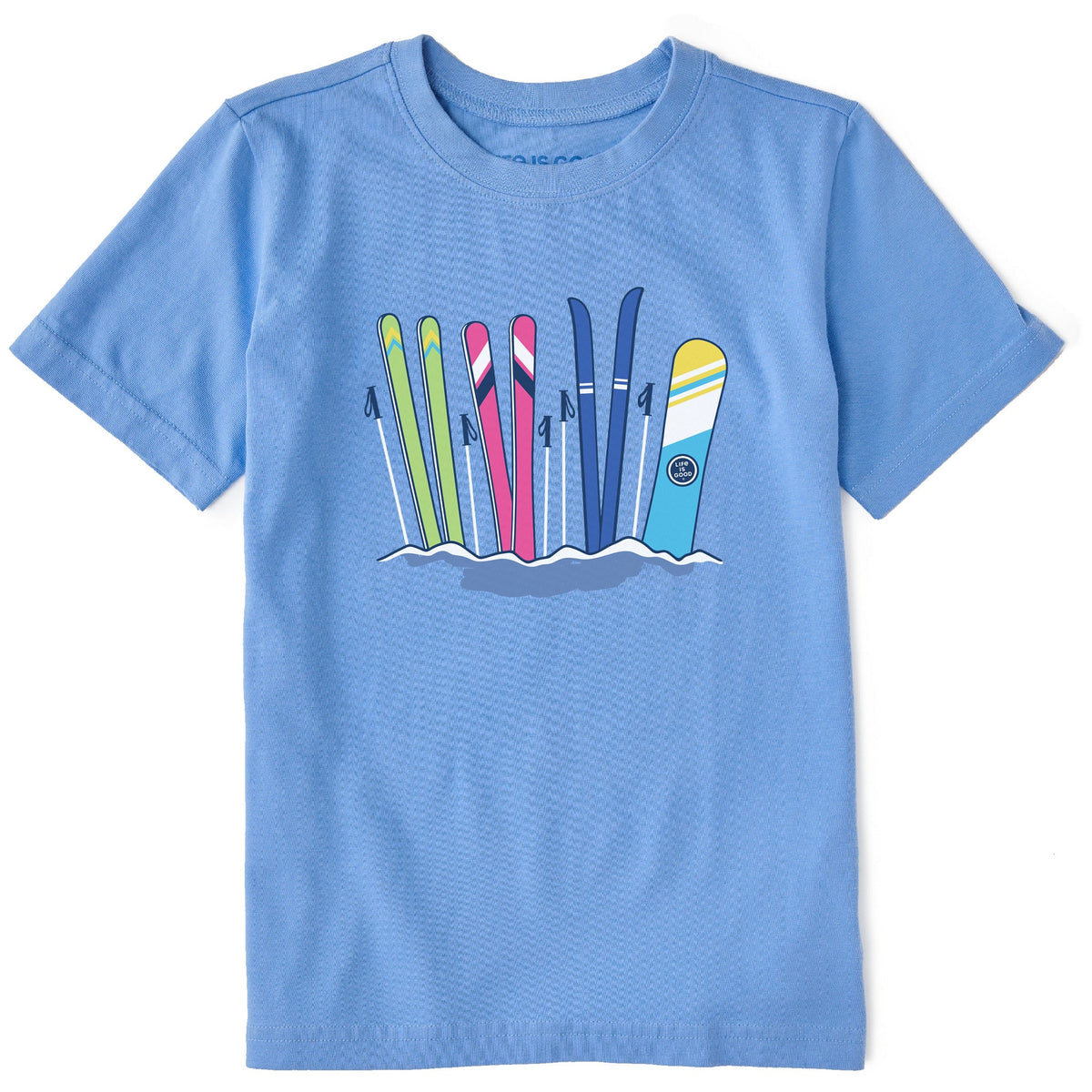 Kids Skis Stuck in Snow Short Sleeve Crusher Tee