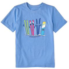 Kids Skis Stuck in Snow Short Sleeve Crusher Tee