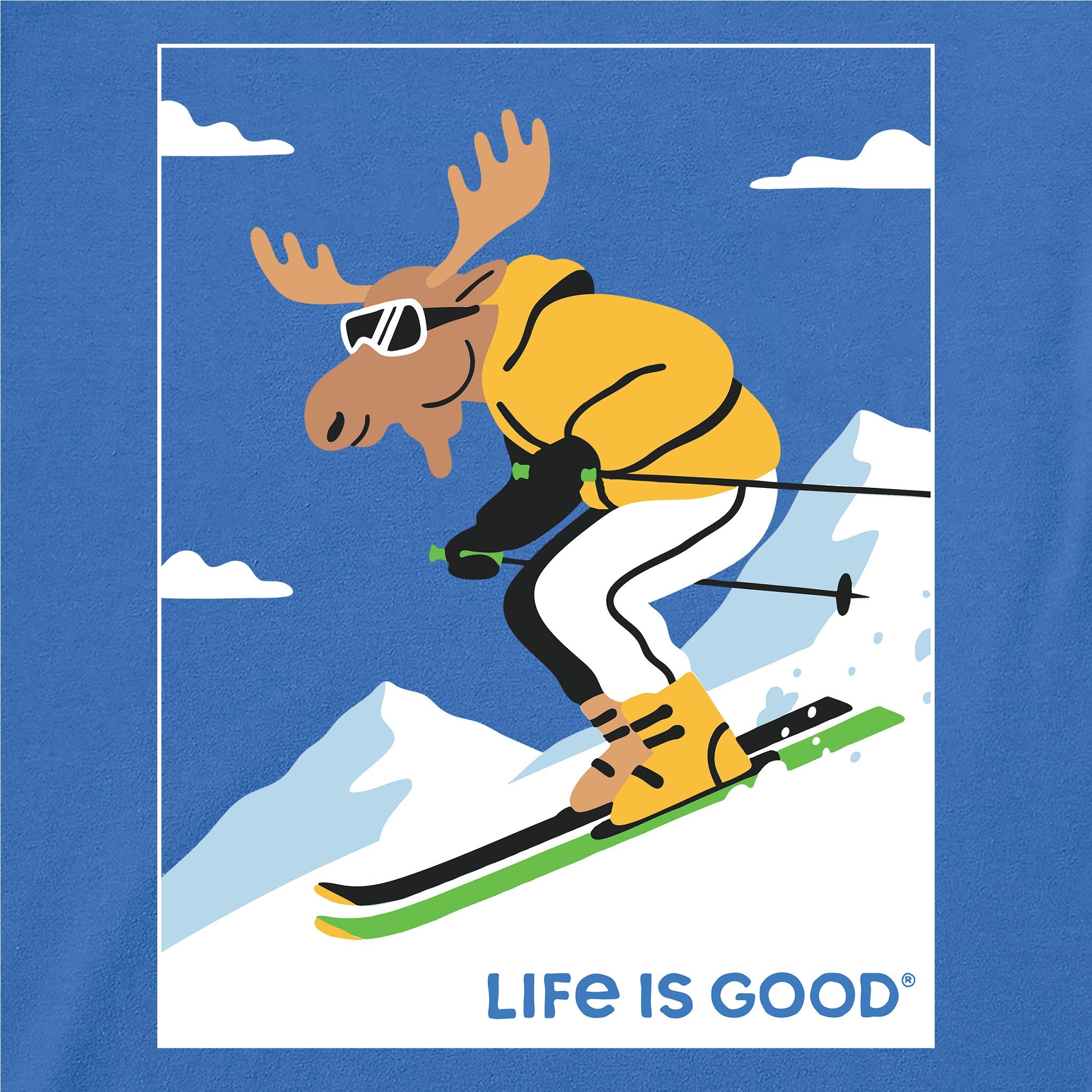 Women's Downhill Ski Moose Short Sleeve Crusher Boxy Tee