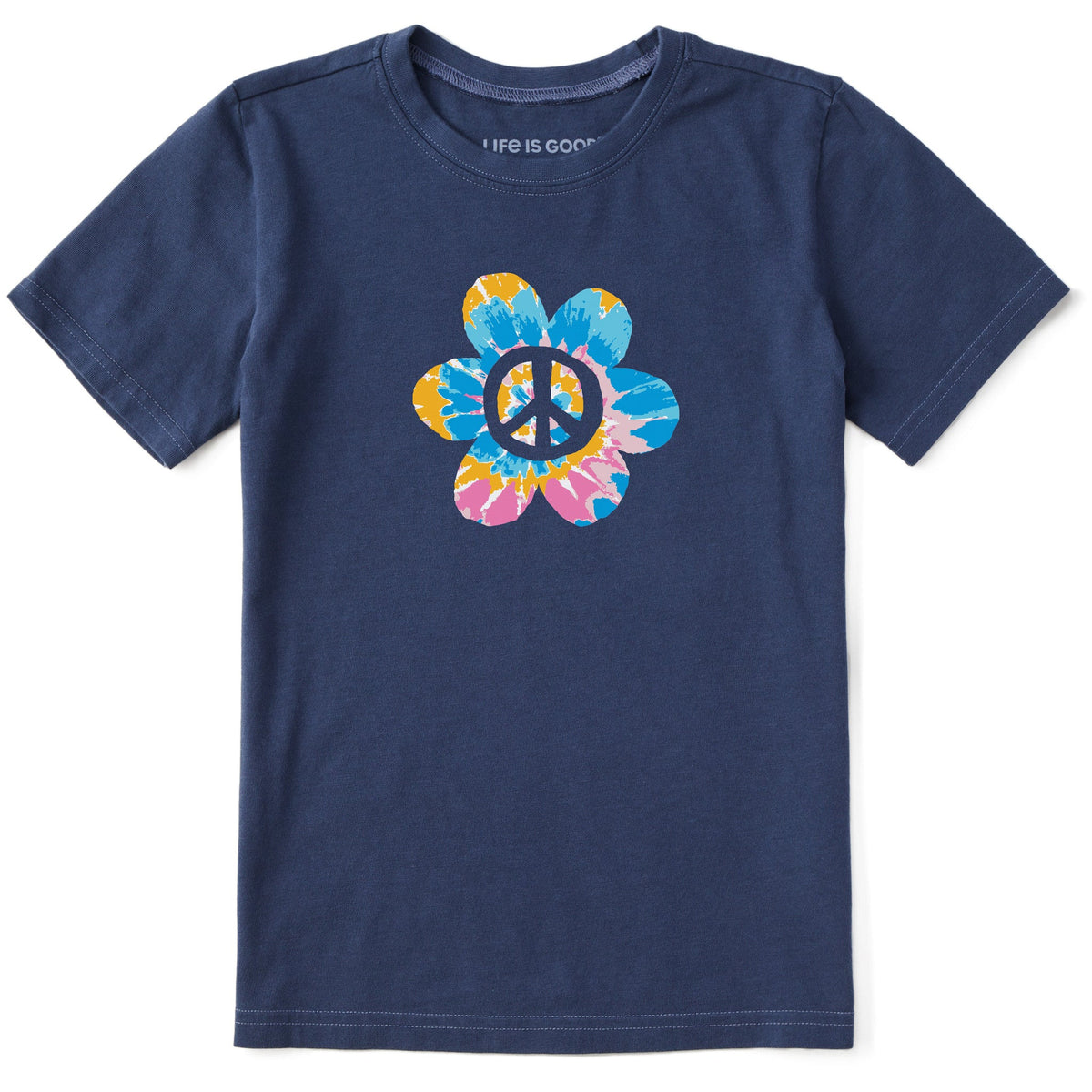 Kids Peace Flower Tie Dye Short Sleeve Crusher Tee