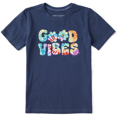 Kids Good Vibes Tie Dye Type Short Sleeve Crusher Tee