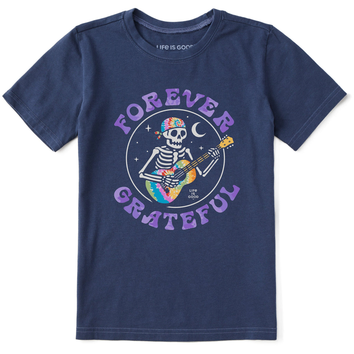 Kids Forever Grateful Tie Dye Guitar Short Sleeve Crusher Tee
