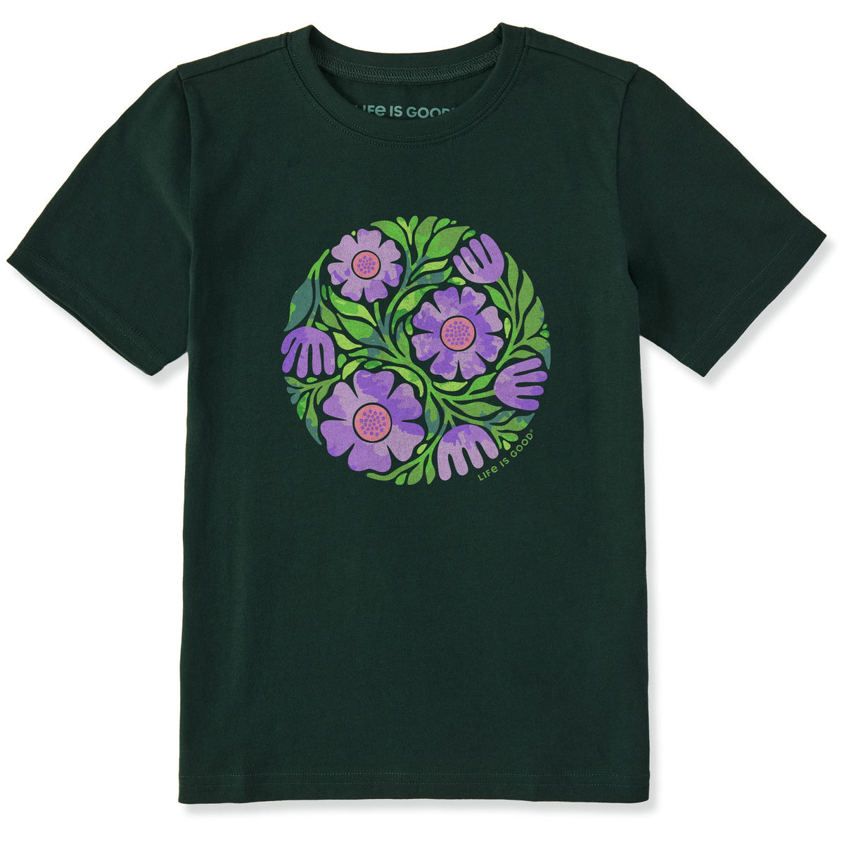 Kids Tie Dye Flower Circle Short Sleeve Crusher Tee