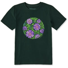 Kids Tie Dye Flower Circle Short Sleeve Crusher Tee