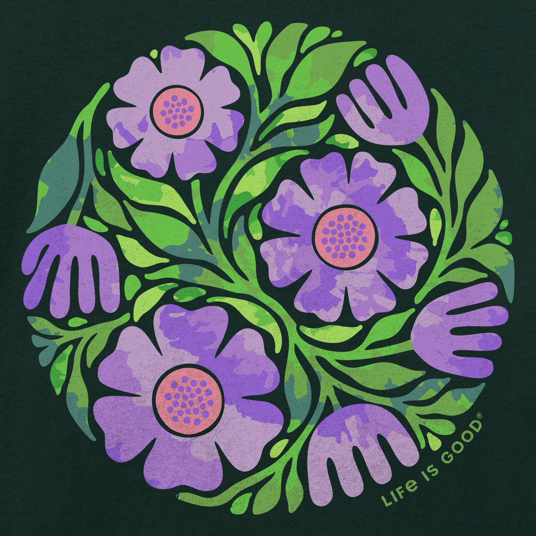 Kids Tie Dye Flower Circle Short Sleeve Crusher Tee