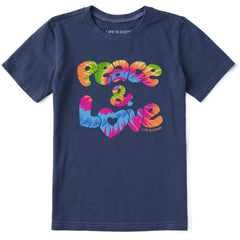 Kids Peace & Love Tie Dye Short Sleeve Crusher Tee