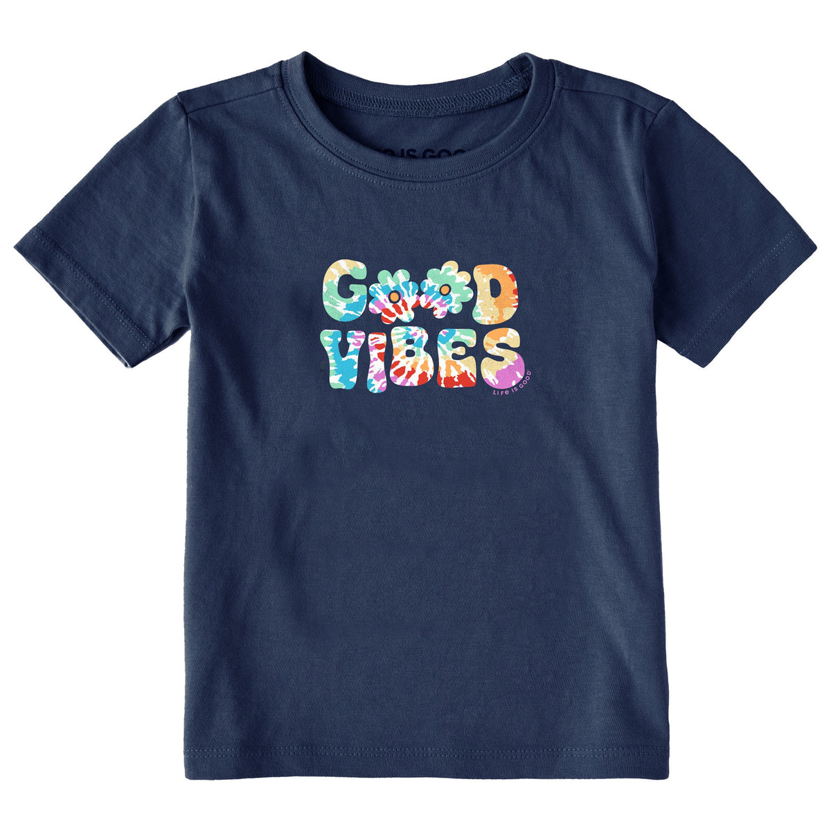 Toddler Good Vibes Tie Dye Type Short Sleeve Crusher Tee