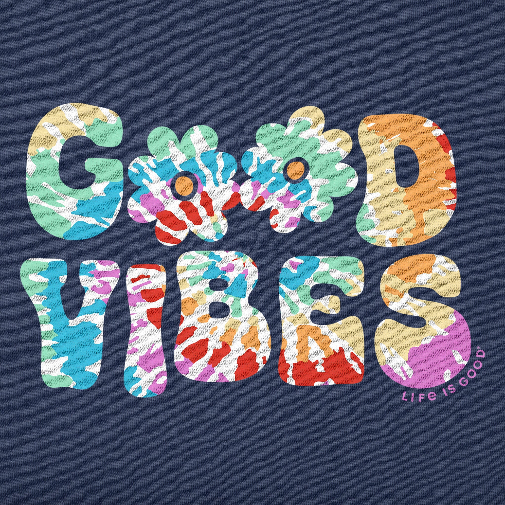 Toddler Good Vibes Tie Dye Type Short Sleeve Crusher Tee