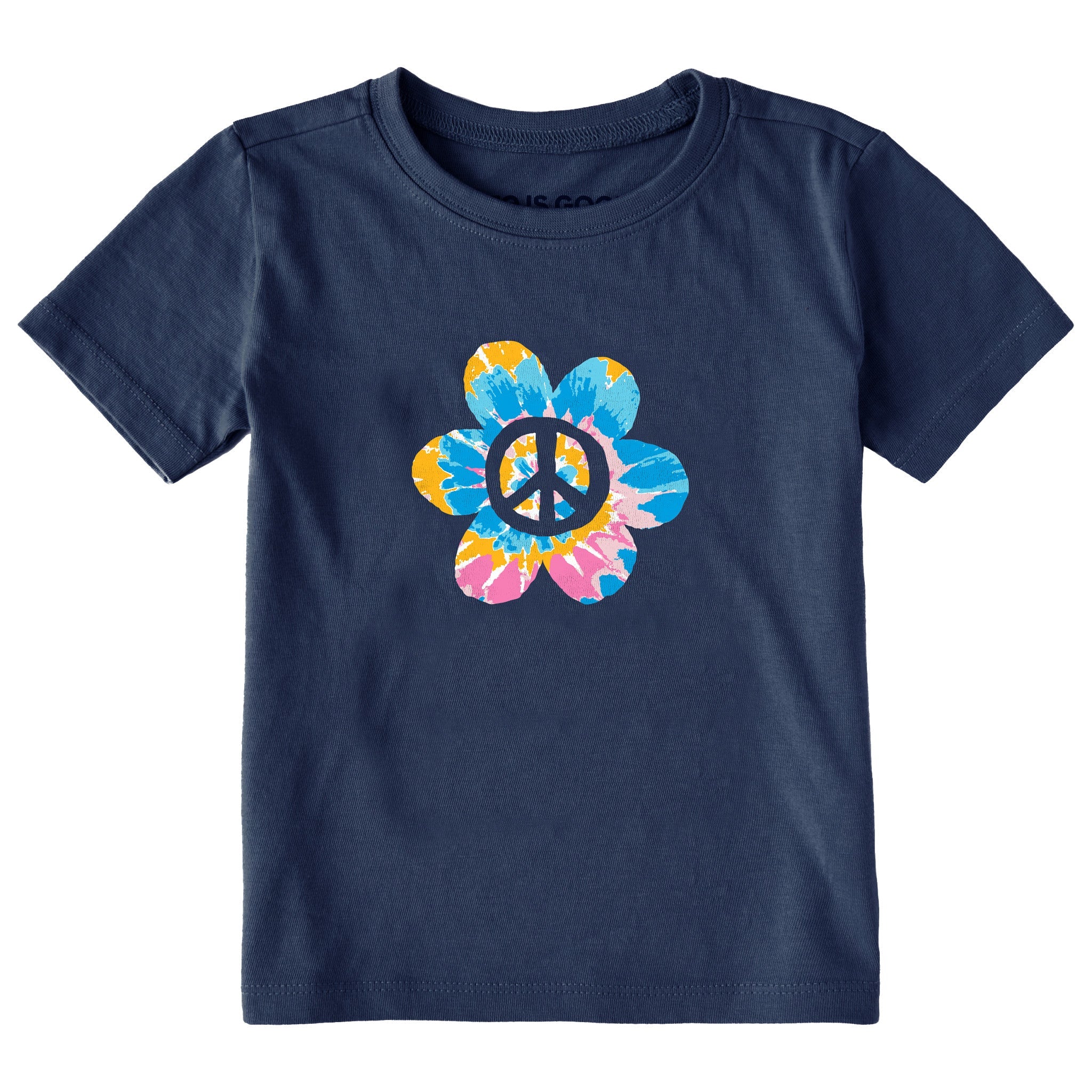 Toddler Peace Flower Tie Dye Short Sleeve Crusher Tee