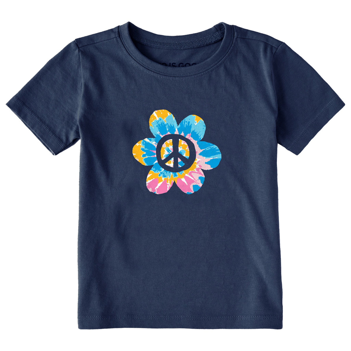 Toddler Peace Flower Tie Dye Short Sleeve Crusher Tee