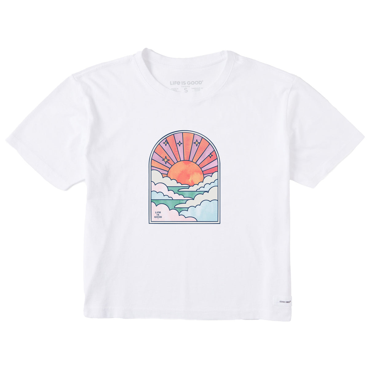 Women's Cloudy Sunset Tie Dye Short Sleeve Crusher Boxy Tee