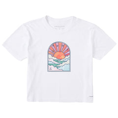 Women's Cloudy Sunset Tie Dye Short Sleeve Crusher Boxy Tee