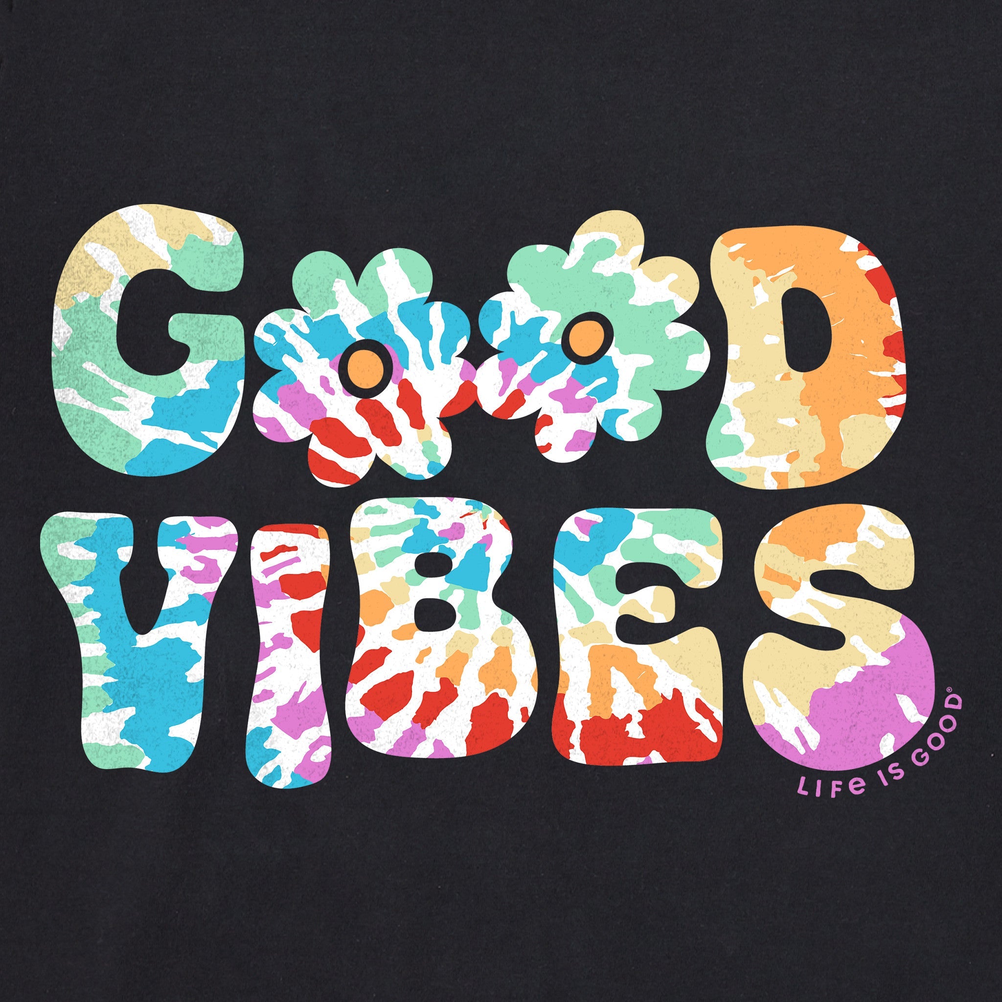 Women's Good Vibes Tie Dye Type Short Sleeve Crusher Boxy Tee
