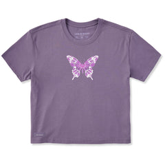 Women's Butterfly Tie Dye Short Sleeve Crusher Boxy Tee