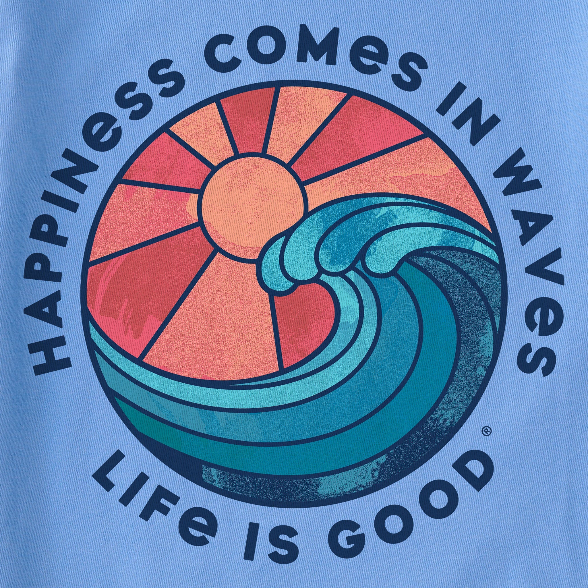 Women's Happiness Comes in Waves Tie Dye Short Sleeve Crusher Boxy Tee